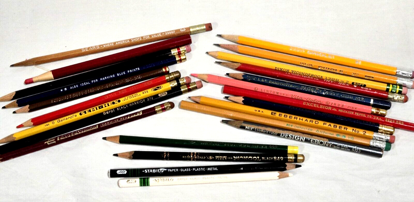 Vintage Pencil Lot Of 24 Stabilo Eberhard Oriole Eagle Excelsior Mirado Faust ++