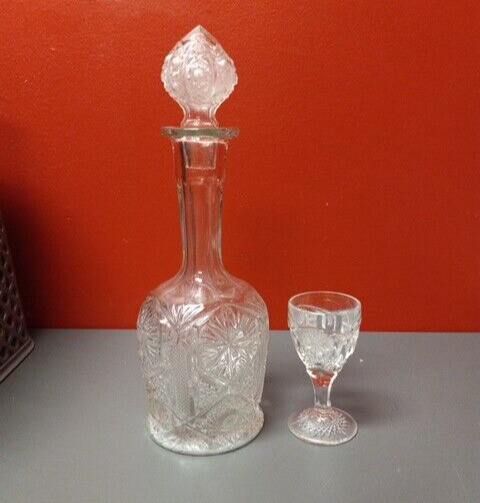 Antique Imperial Mogul Decanter w/ Cordial EAPG Early 1900s