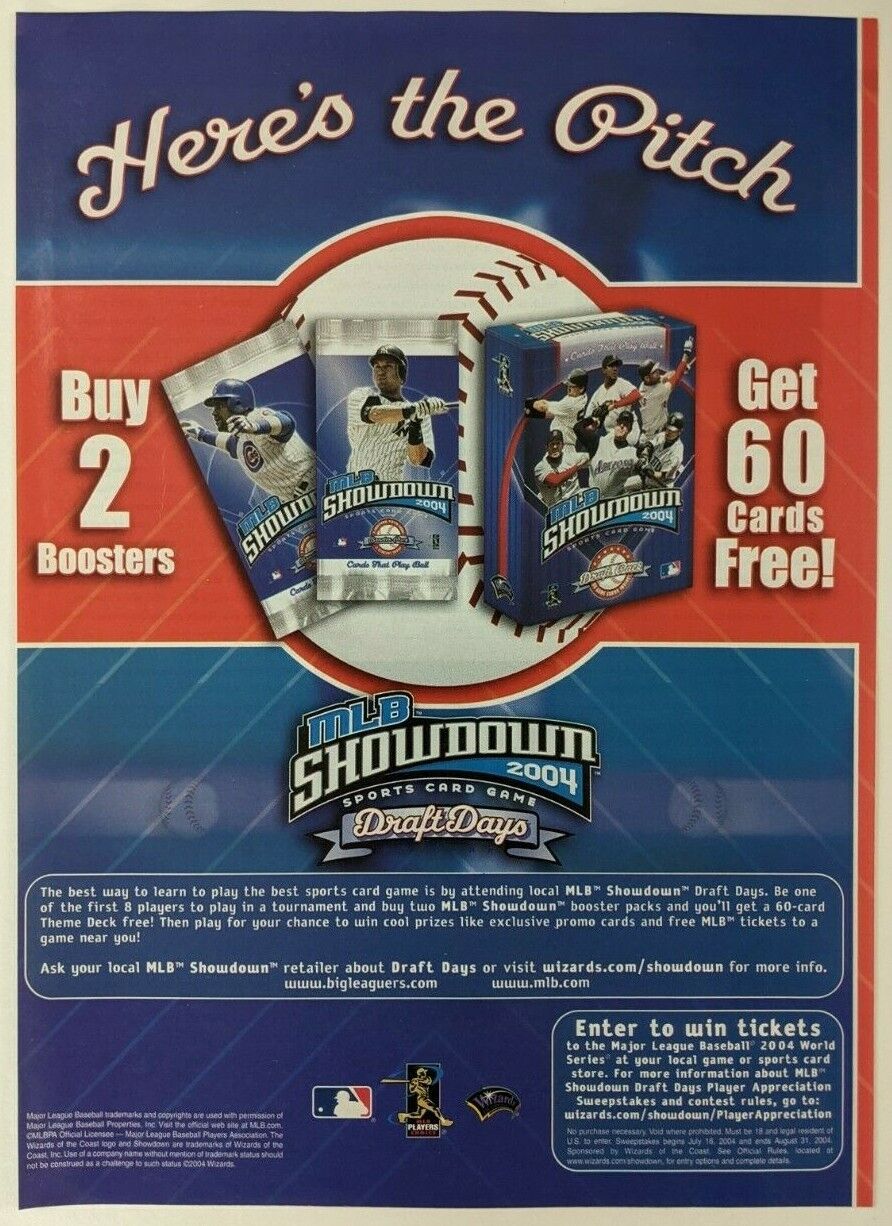 MLB Showdown 2004 TCG CCG Print Ad Game Poster Art PROMO Official Trading Card