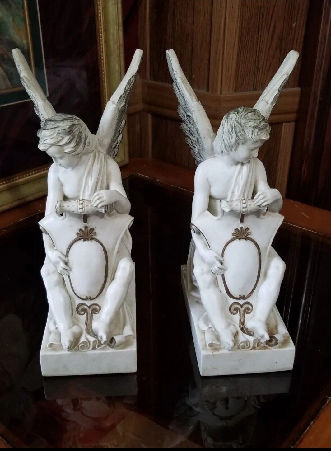 Alva S. Eylanbekov Angels With Scrolls Statues/Sculpture Signed Vintage Rare