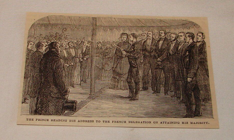 1879 magazine engraving ~ NAPOLEON IV READING TO FRENCH DELEGATES