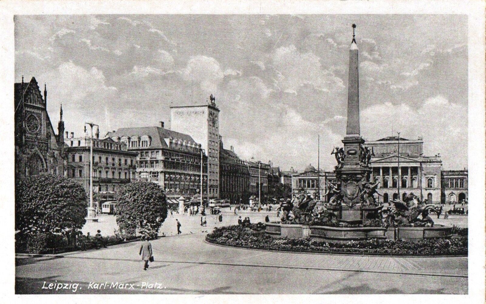 Postcard Germany Saxony Leipzig Karl Marx Platz ca late 1940s-early 1950s 