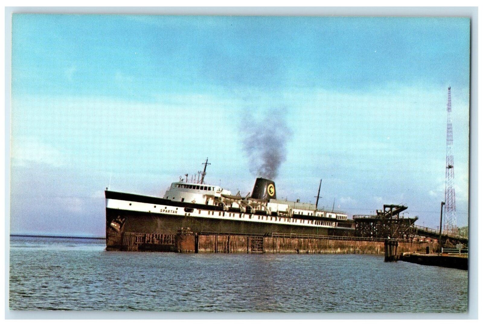 c1960\'s C & O Car Ferry Spartan Loading Railcars Manitowoc Wisconsin WI Postcard