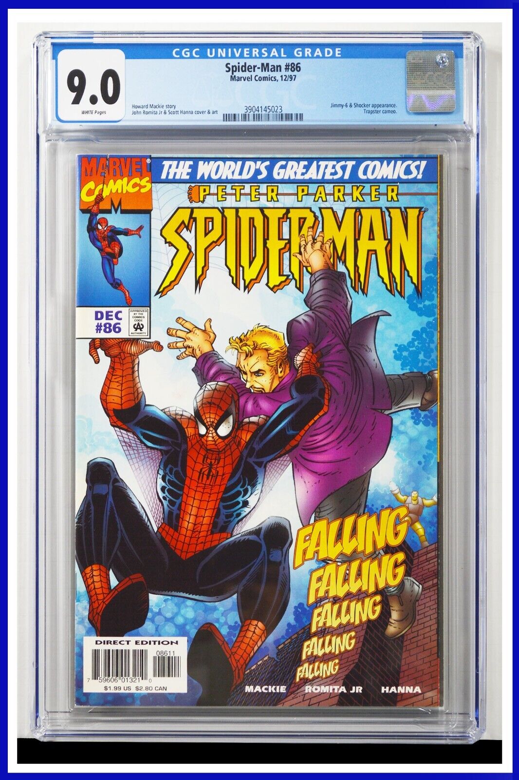 Spider-Man #86 CGC Graded 9.0 Marvel 1997 John Romita Jr. Cover Comic Book.