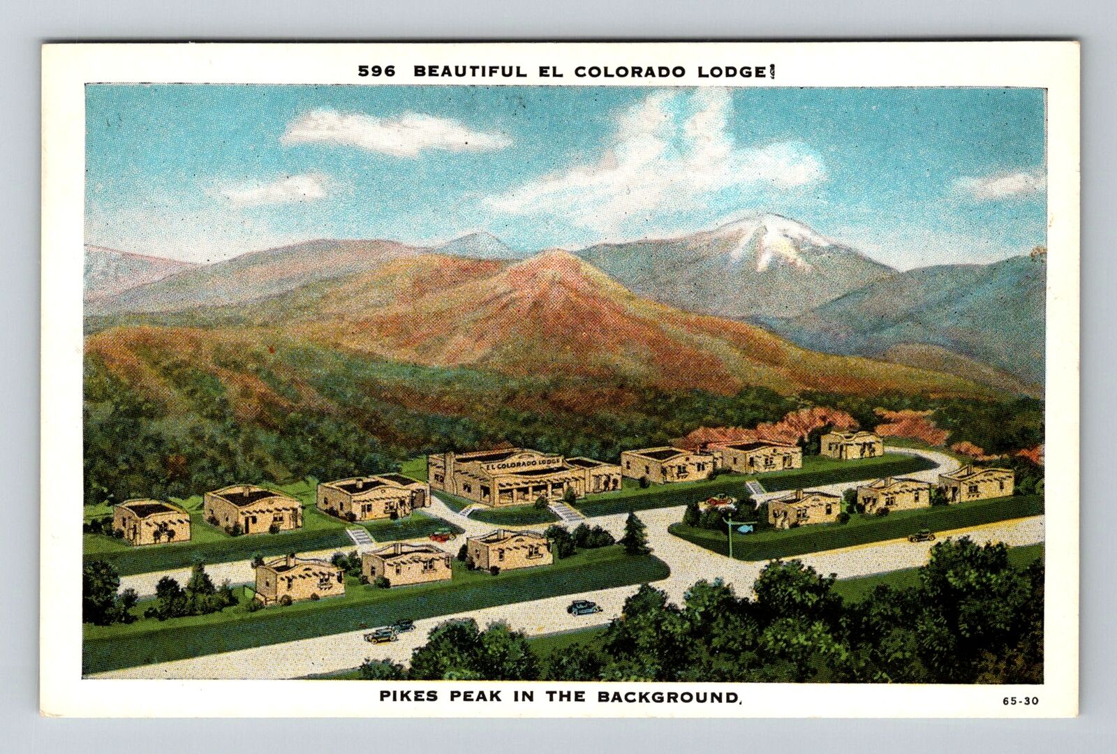 Colorado Springs CO-Colorado, El Colorado Lodge, Aerial, Vintage Postcard