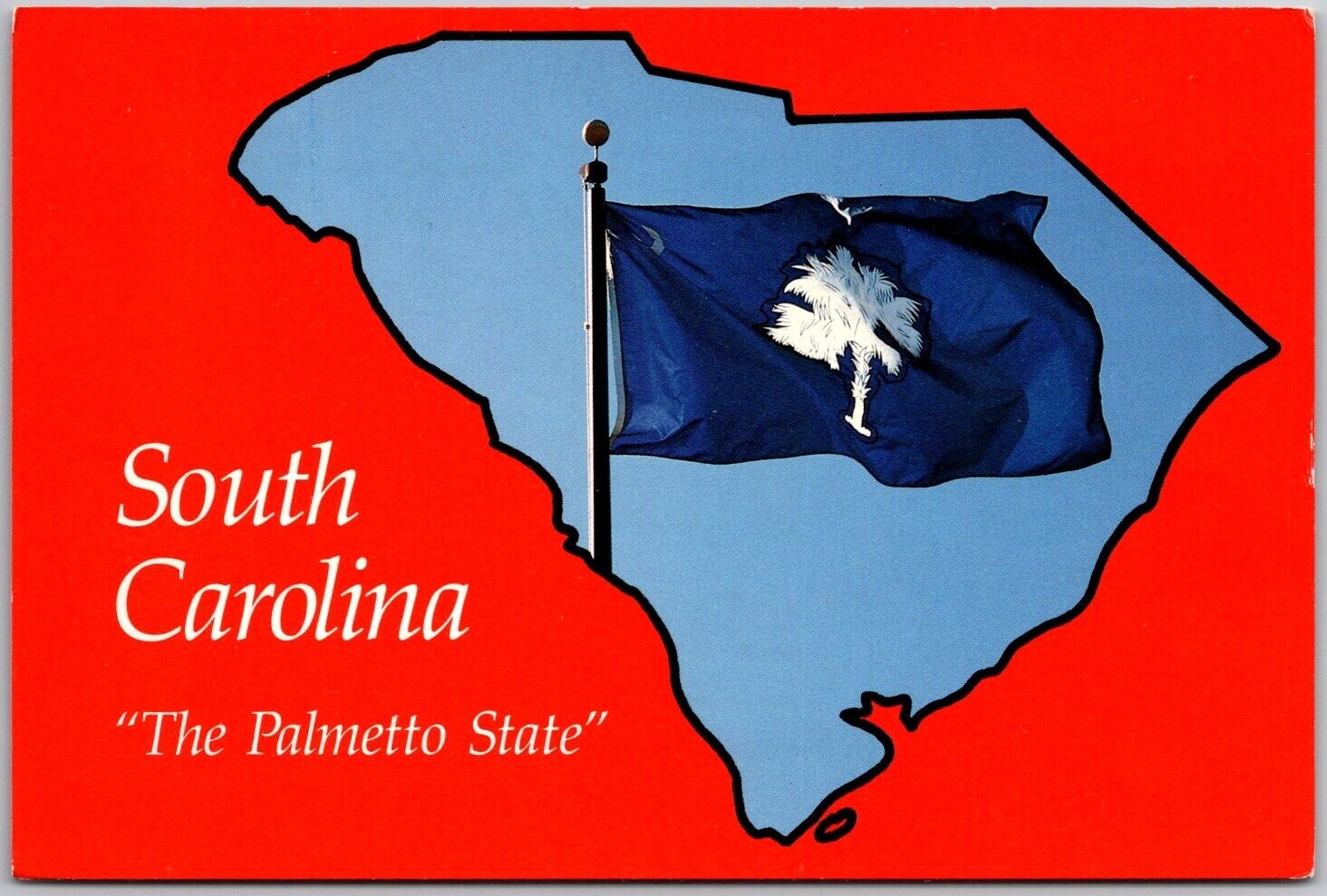 Postcard: South Carolina - The Palmetto State with Palmetto Tree on Blue Ba A168