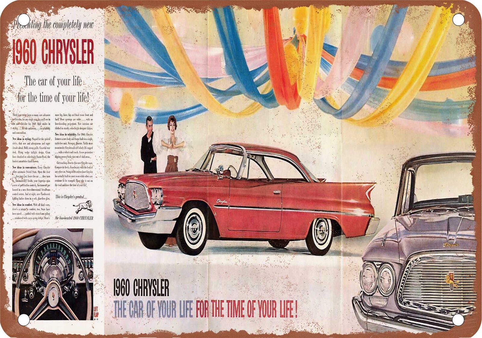 METAL SIGN - 1960 Chrysler Vintage Ad 03 - Old Retro Rusty Look