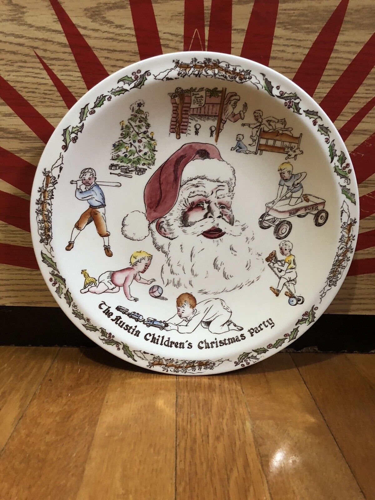 RARE Vintage Vernon Kilns ‘The Austin Children’s Christmas Party’ Plate