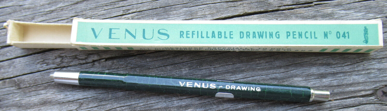Vintage VENUS 041 Mechanical Drafting Pencil Green Crackle Italy
