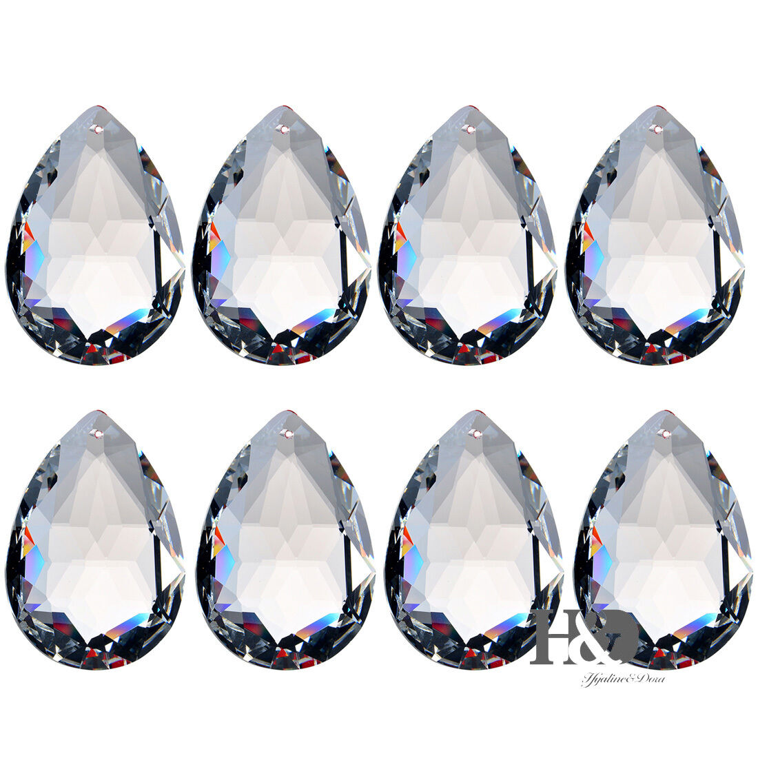 10pc Lot Clear Chandelier Glass Crystal Lamp Prisms Hanging Drops Pendants 50mm~