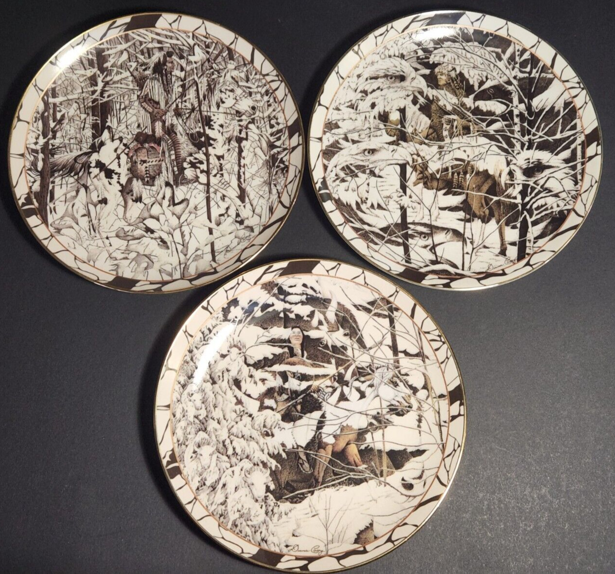3-VTG Bradford Exchange Native American Plates Silent Journey Collection 1994