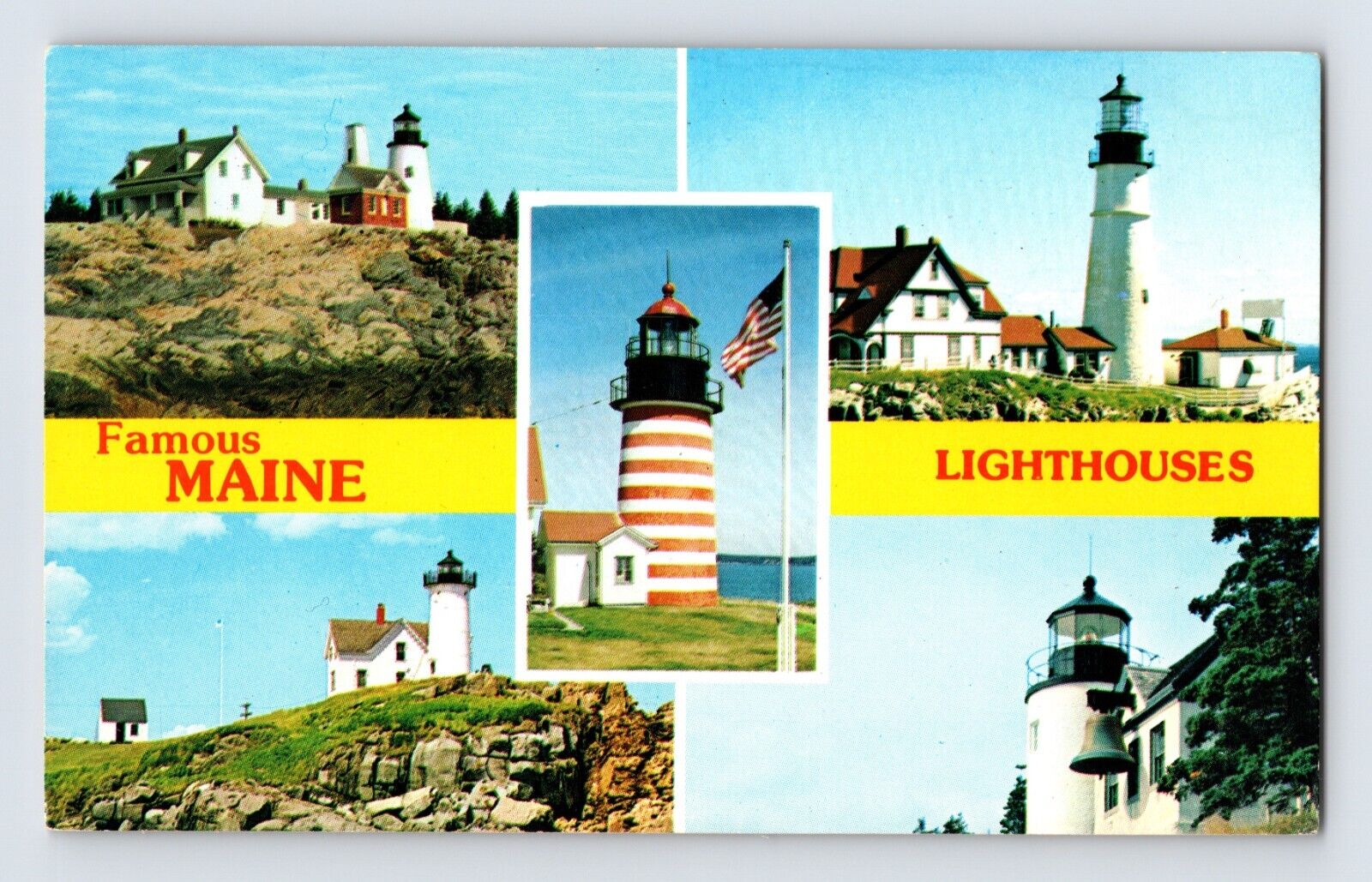 Postcard Maine ME Lighthouse Pemaquid Portland York Nubble Bass Harbor 1970s