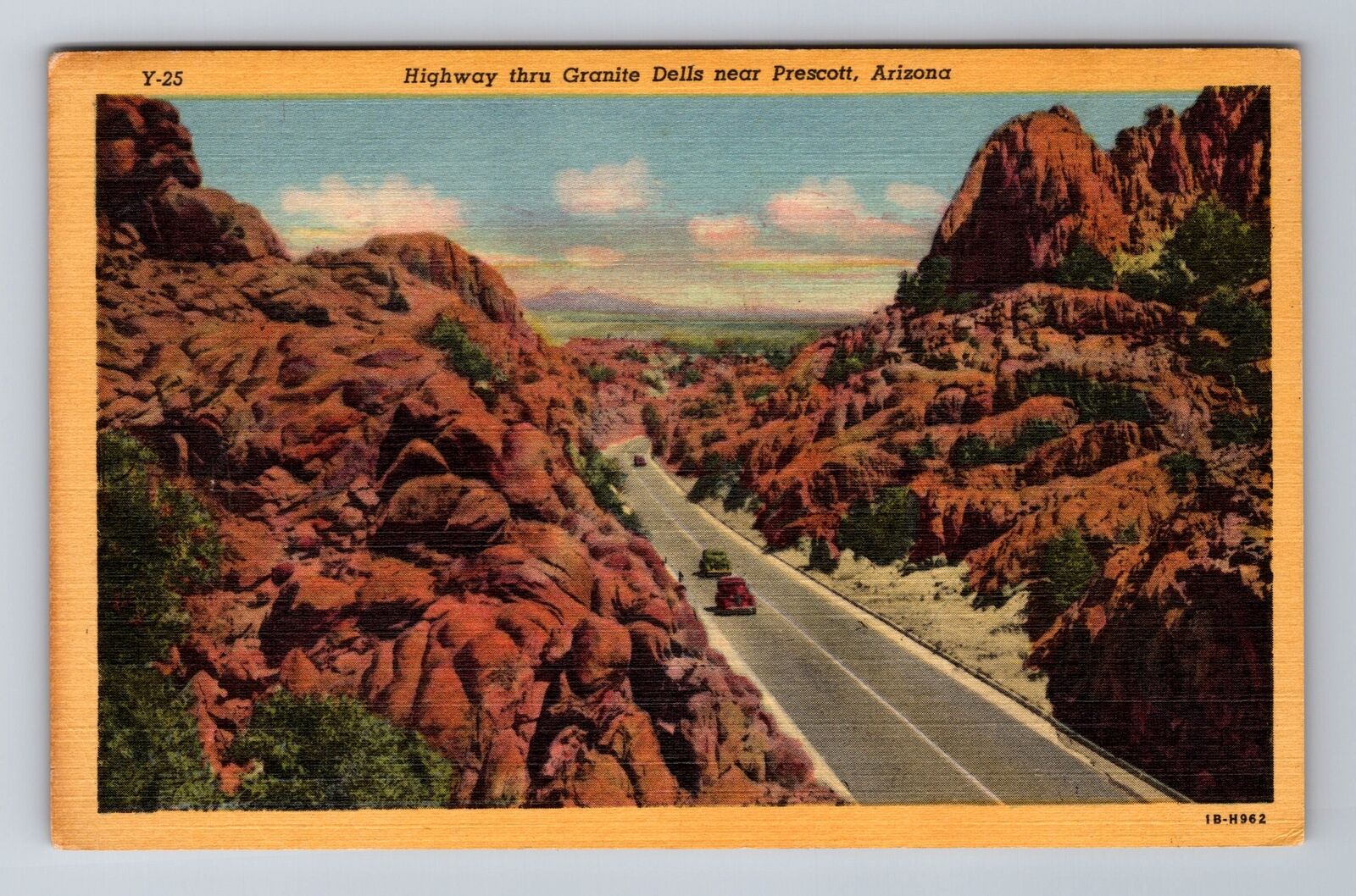 Prescott AZ-Arizona, Highway Thru Granite Dells Rock Formations Vintage Postcard