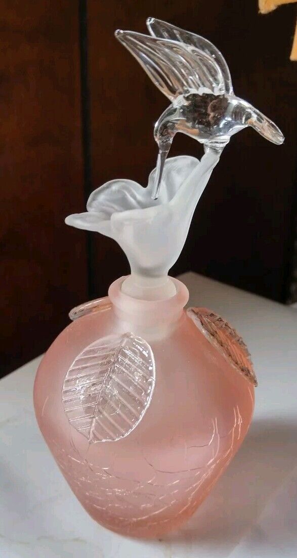 Golden Crown E&R Pink Frosted Hummingbird Perfume Bottle