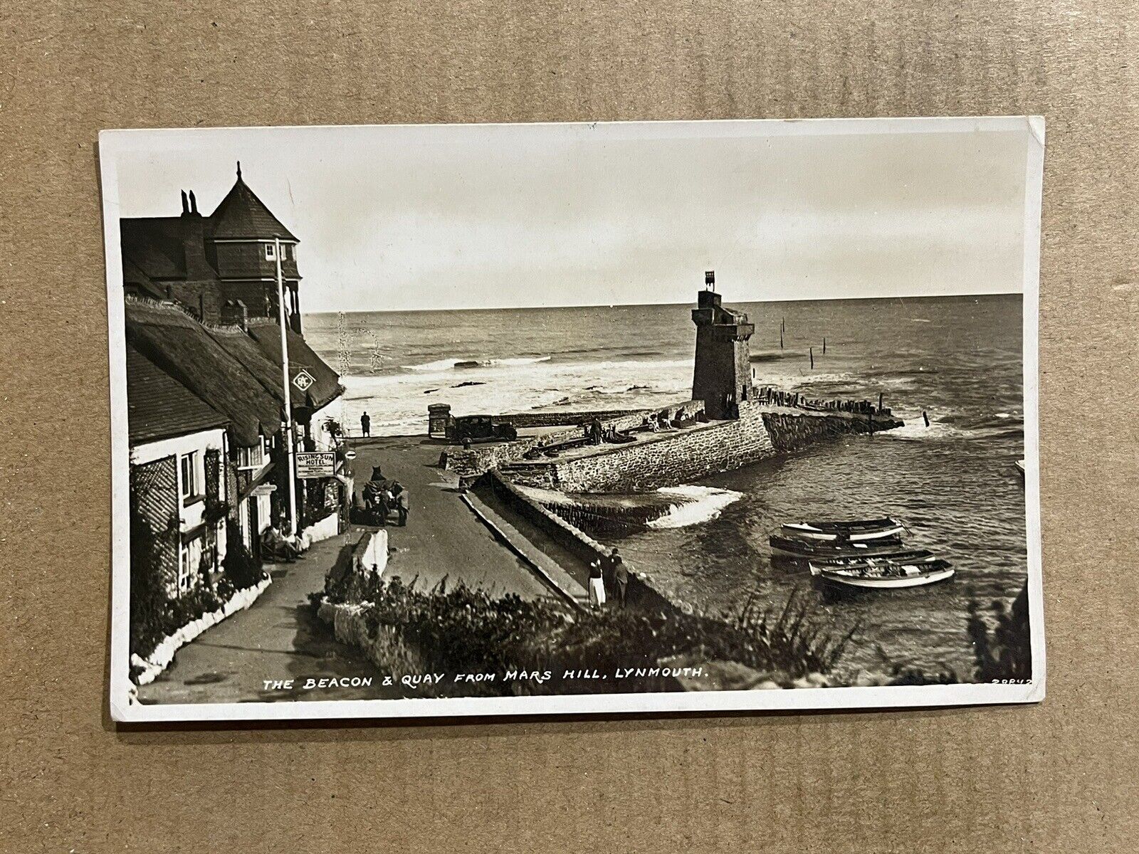 Postcard RPPC Lynmouth England UK Beacon & Quay from Mars Hill Hotel Vintage PC