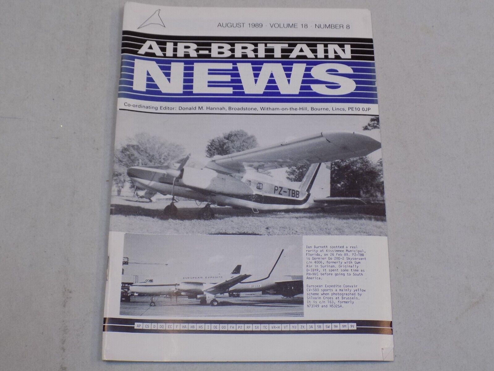 Air-Britain News Magazine Aug 1989 Airplanes History Dornier Do 28D-2 Convair UK