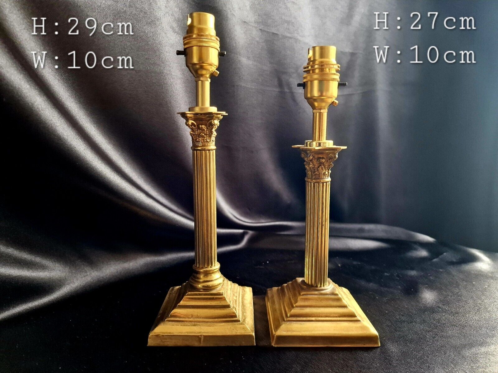 🇬🇧 Corinthian Column Antique Georgian Style Brass Table Lamps 🇬🇧