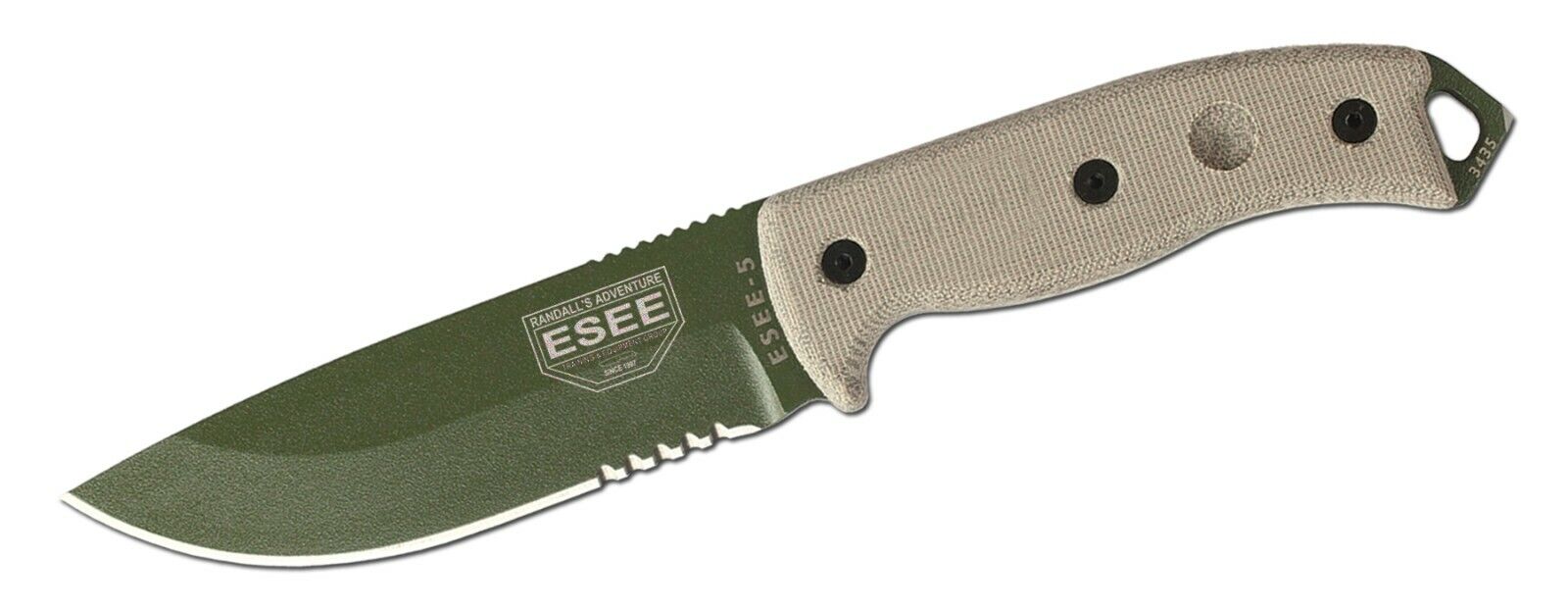 ESEE Model 5 Olive Drab Plain Edge Blade With Micarta Handle 5P-KO-OD 5P-KO-OD-E