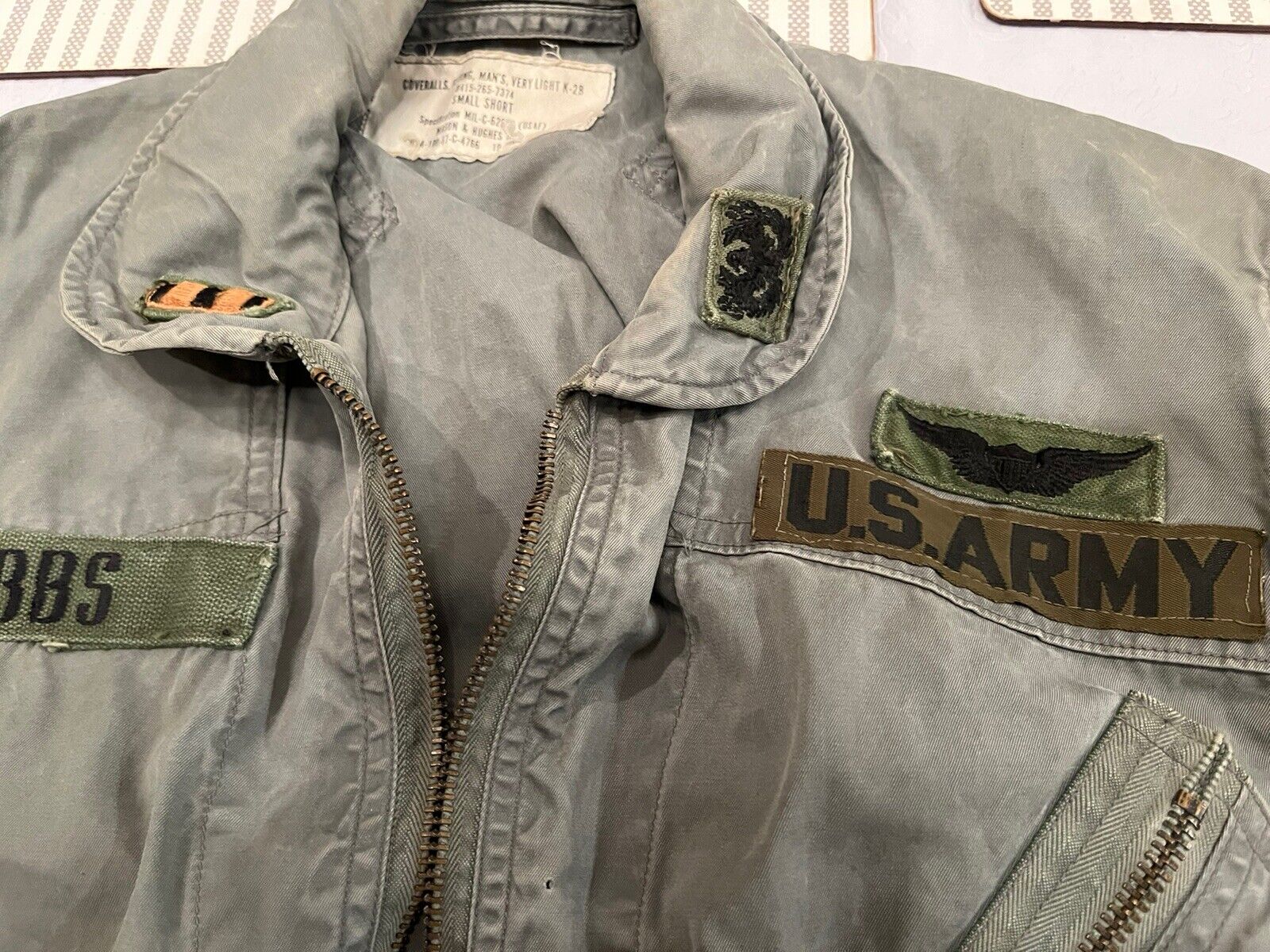 1967 Pilot Coveralls Light K 2B Small Short With Patches Army Helicopter Pilot
