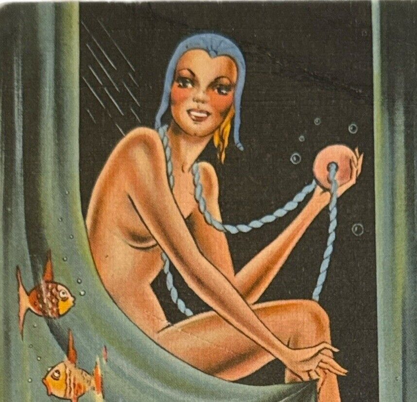 Atq Litho Postcard Ephemera Curt Teich Risqué Flapper Girl 1920s Bathing Beauty