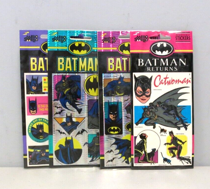 Vintage 1992 Batman Returns Stickers Mello Smello- Set of 4