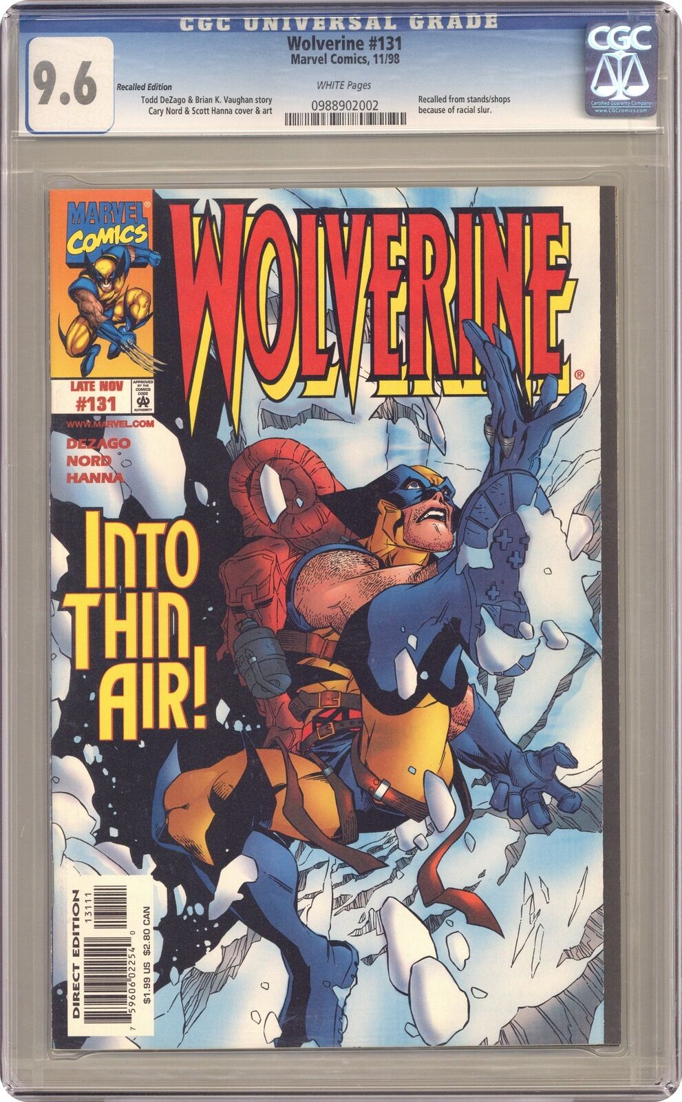 Wolverine #131B Uncensored Variant CGC 9.6 1998 0988902002