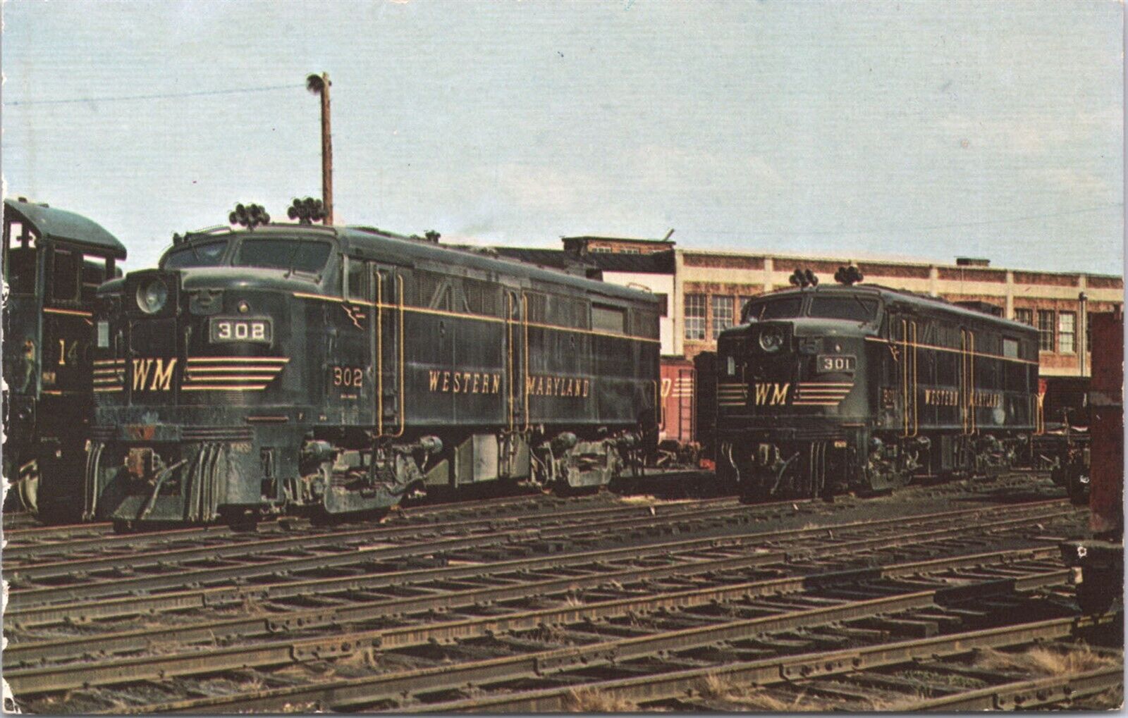 Western Maryland #301 & #302 Alco FA Freight Locomotives at Hagerstown MD 1970