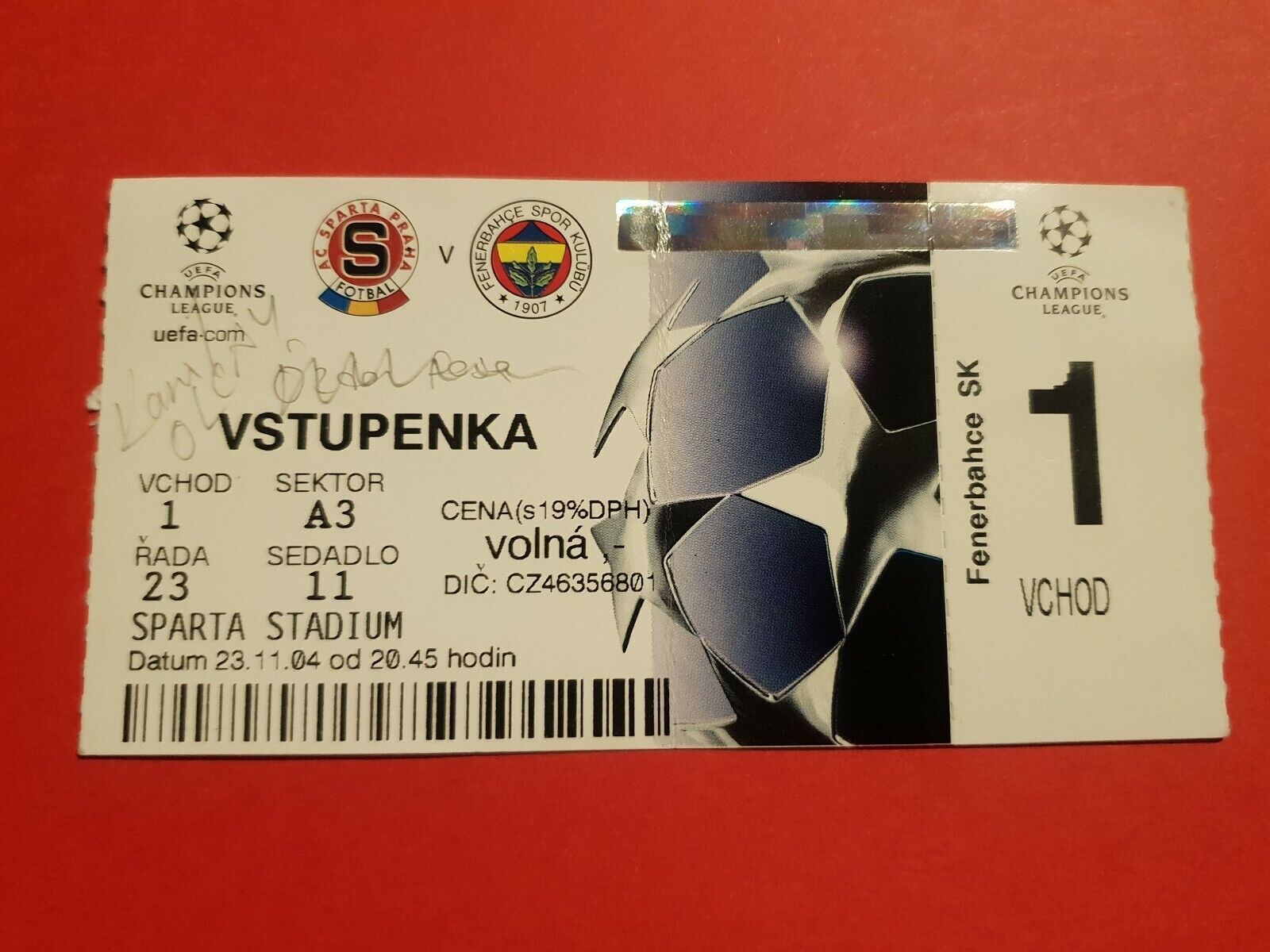 UEFA CL 2004/05 Sparta Prague Praha vs Fenerbahce Istanbul Used Ticket