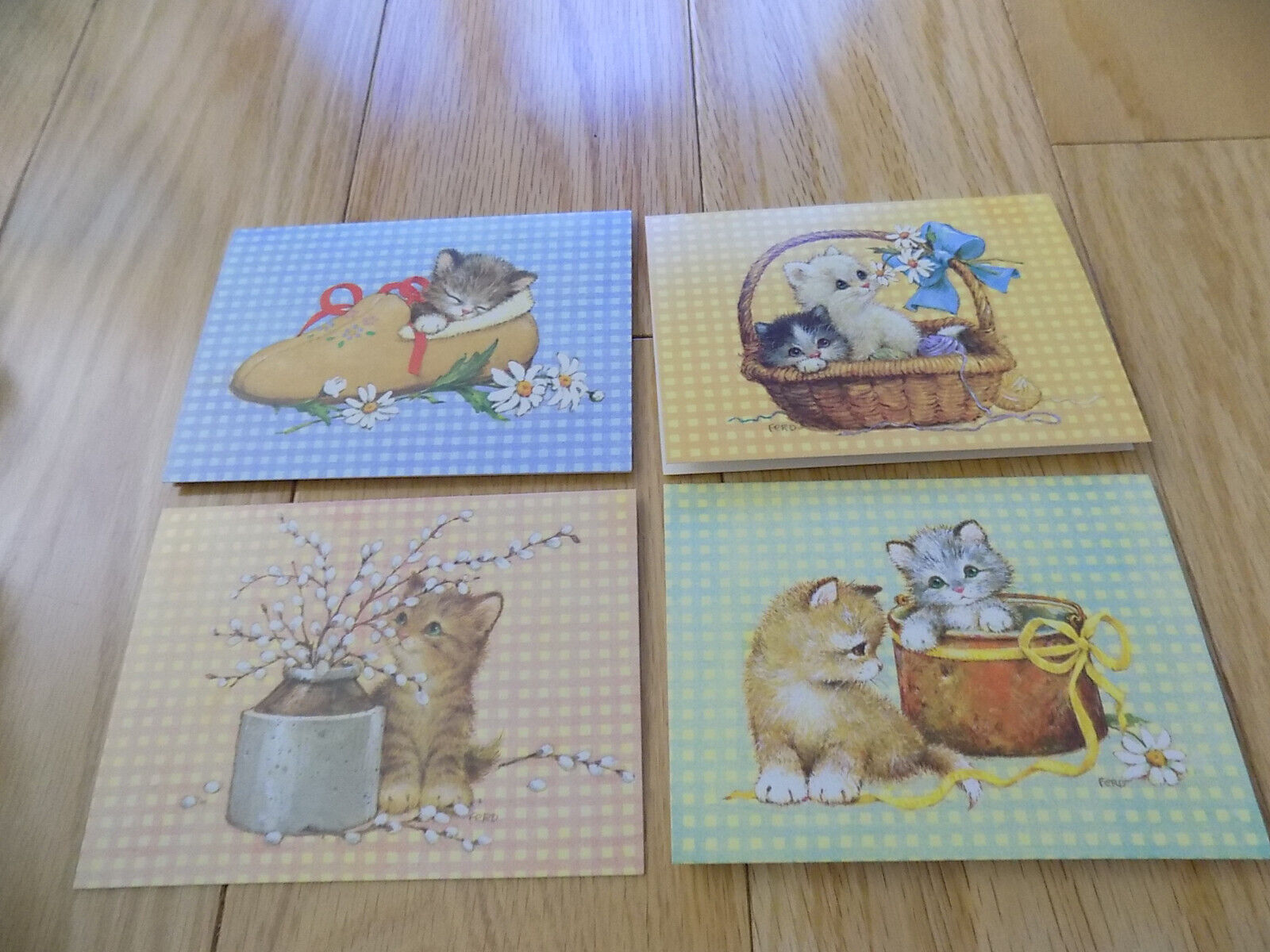 Vintage FERD Greeting Card Adorable Kitten Olympicard Blank Current x4