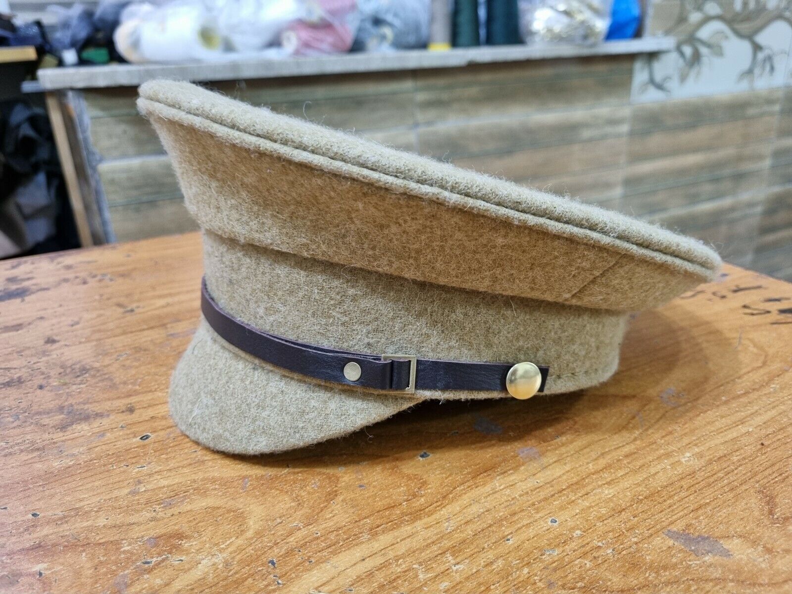 WW1 UK British Army Military Officers Enlisted Trench Wool Visor Hat Cap