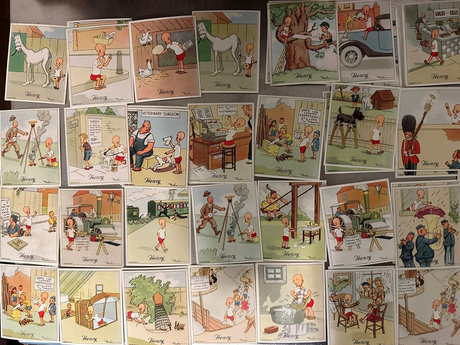 Vintage  1930\'s  Henry\'s Adventures  Kensitas Tobacco Trading Card Lot (99 Dif.)
