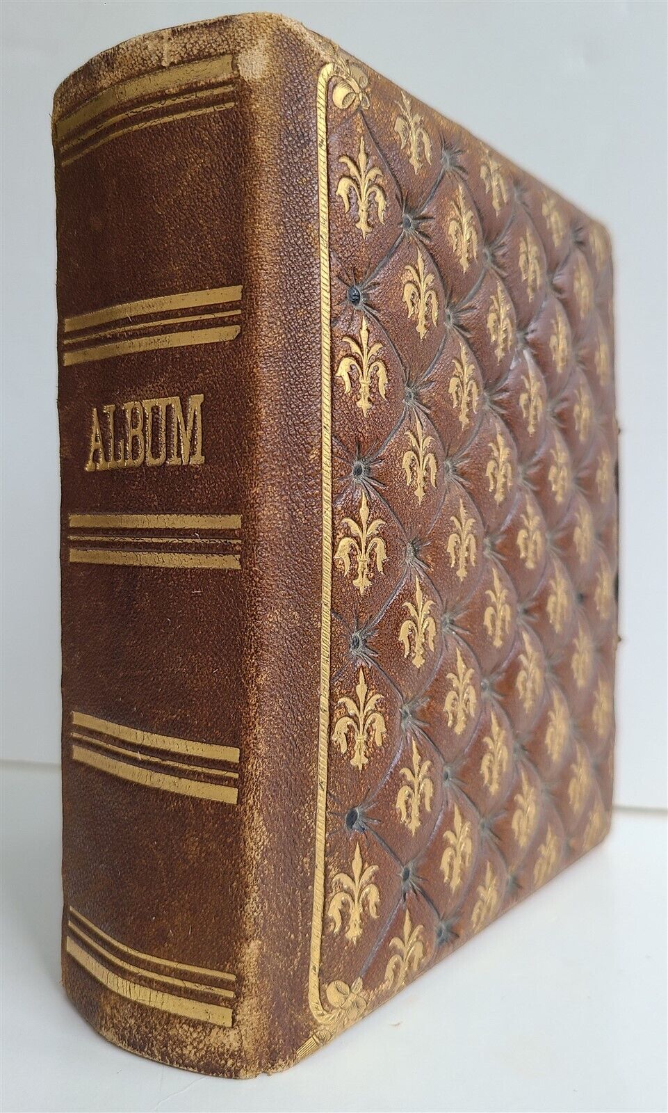 1880s PHOTO ALBUM VICTORIAN antique w/ decorative binding w/CDV 50 photos