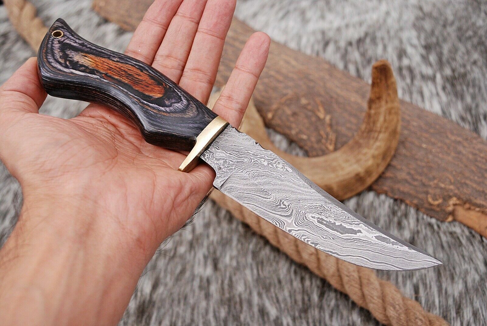 10”inch CUSTOM HAND FORGED DAMASCUS Steel Hunting Knife Fix Blade Knife+ Sheath