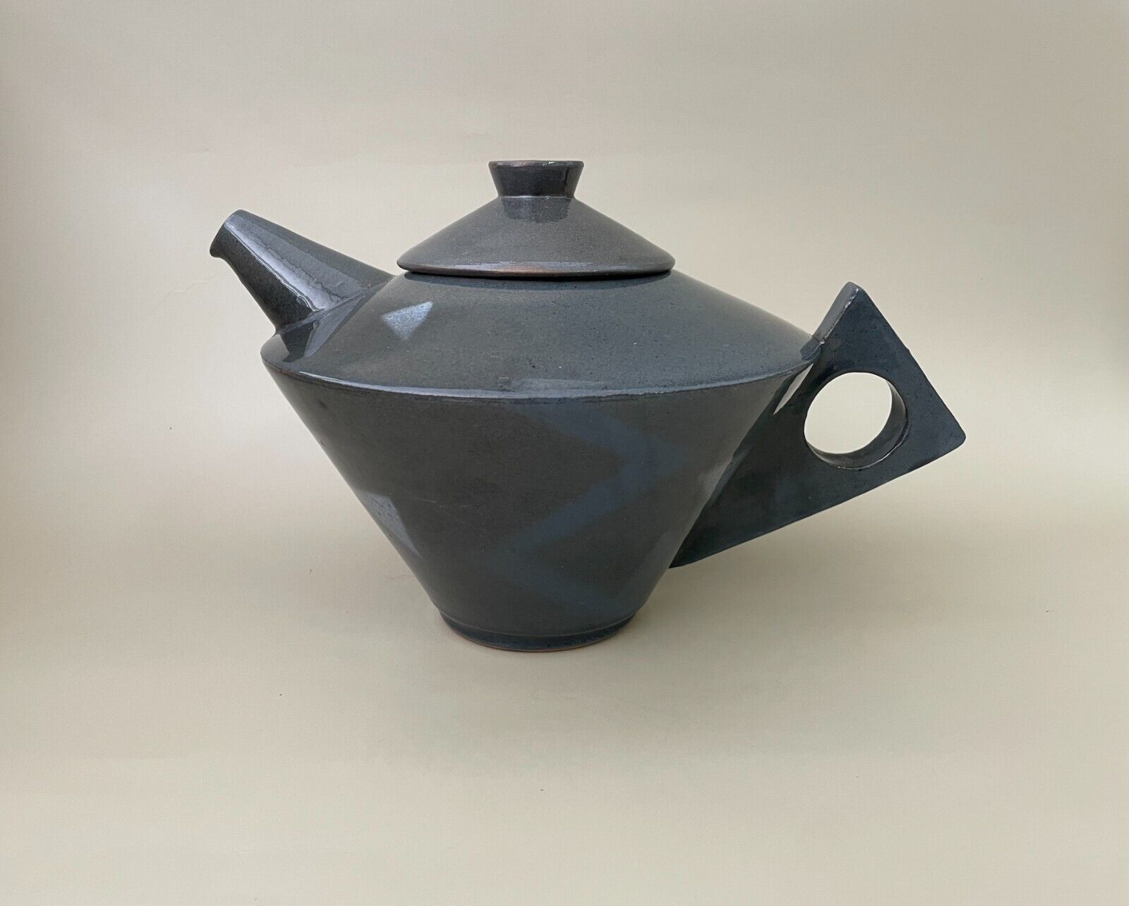 Vintage Post Modern Geometric Teapot Handcrafted Signed