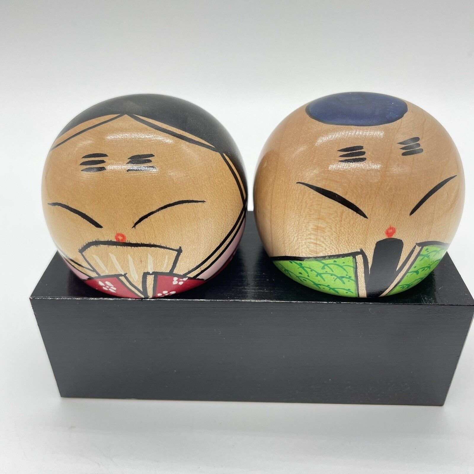 Rare Sousaku (Creative) kokeshi japanese wooden Hime Doll Toy Koma Spinning Top