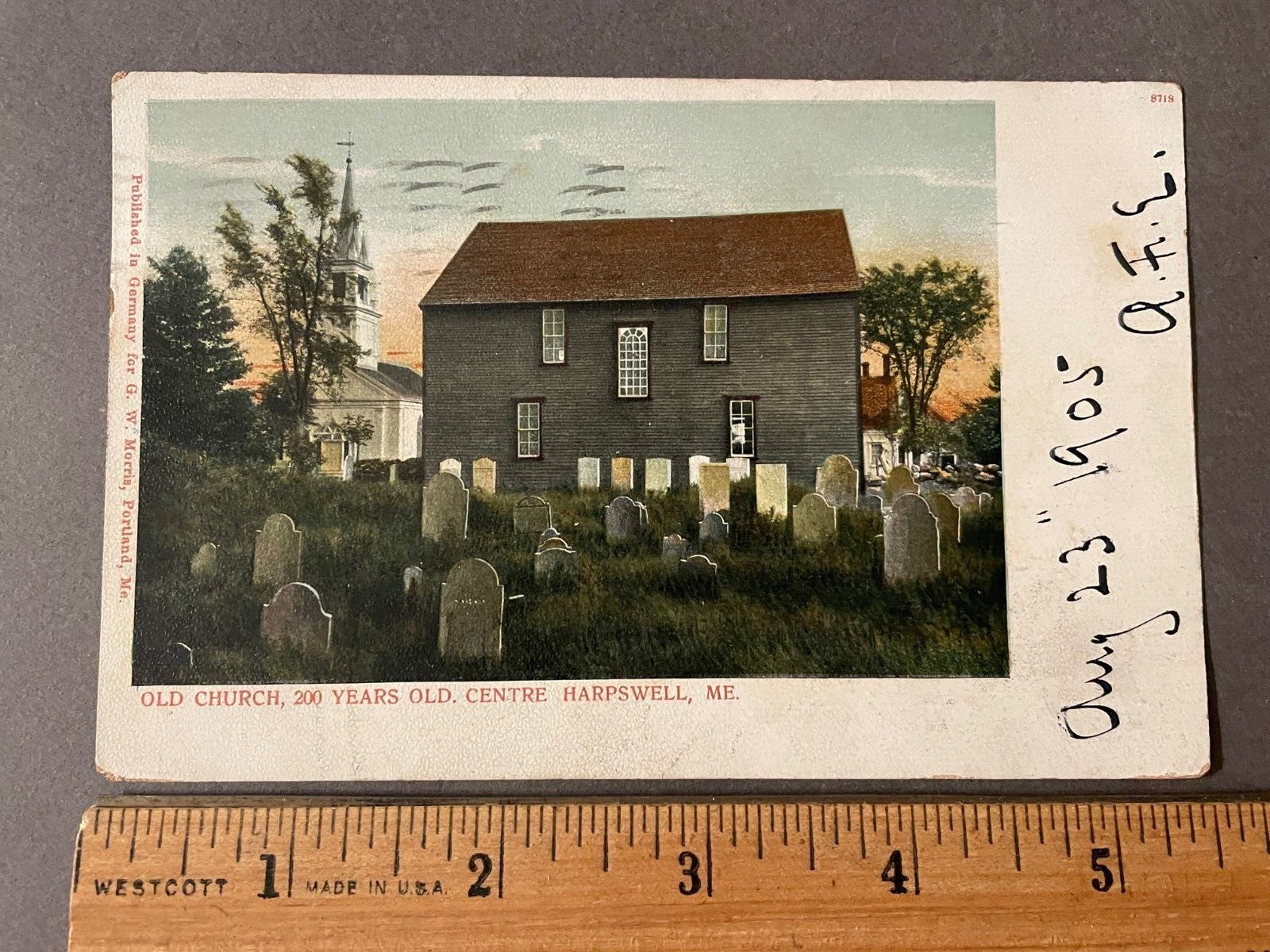 ANTIQUE VINTAGE OLD CHURCH CENTRE HARPSWELL, ME POSTCARD
