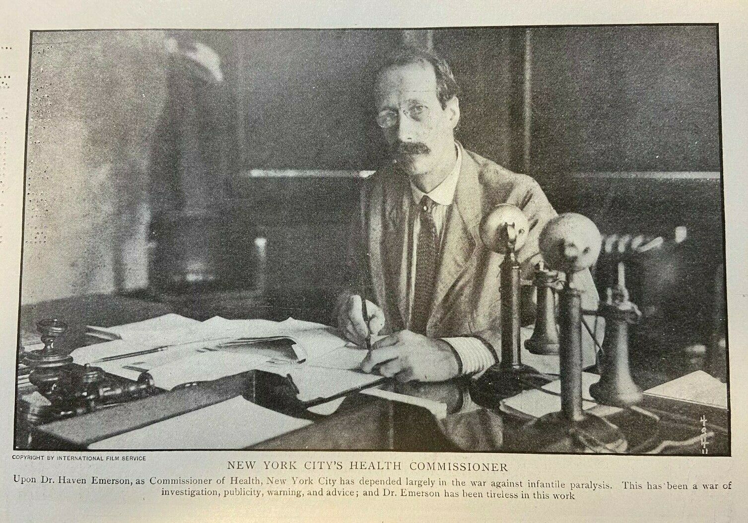 1916 Vintage Illustration Dr. Haven Emerson New York City Health Commissioner