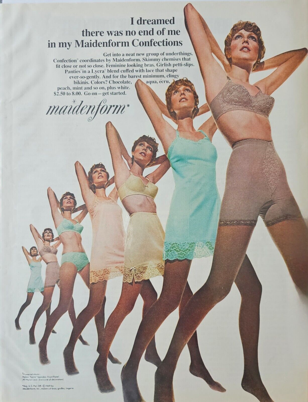 Maidenform Lingerie 1960s Print Advertisement Ad 1969 Legs Confections Q77