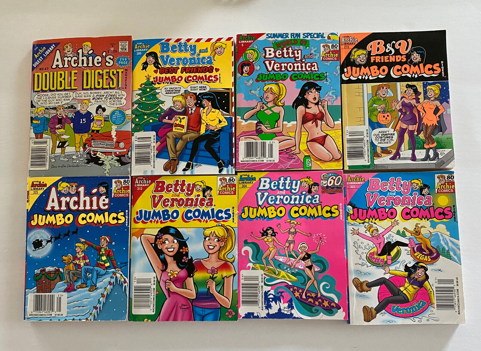 Lot of 8 Betty and Veronica/Archie Jumbo Comics/Double Digests 1989-2023