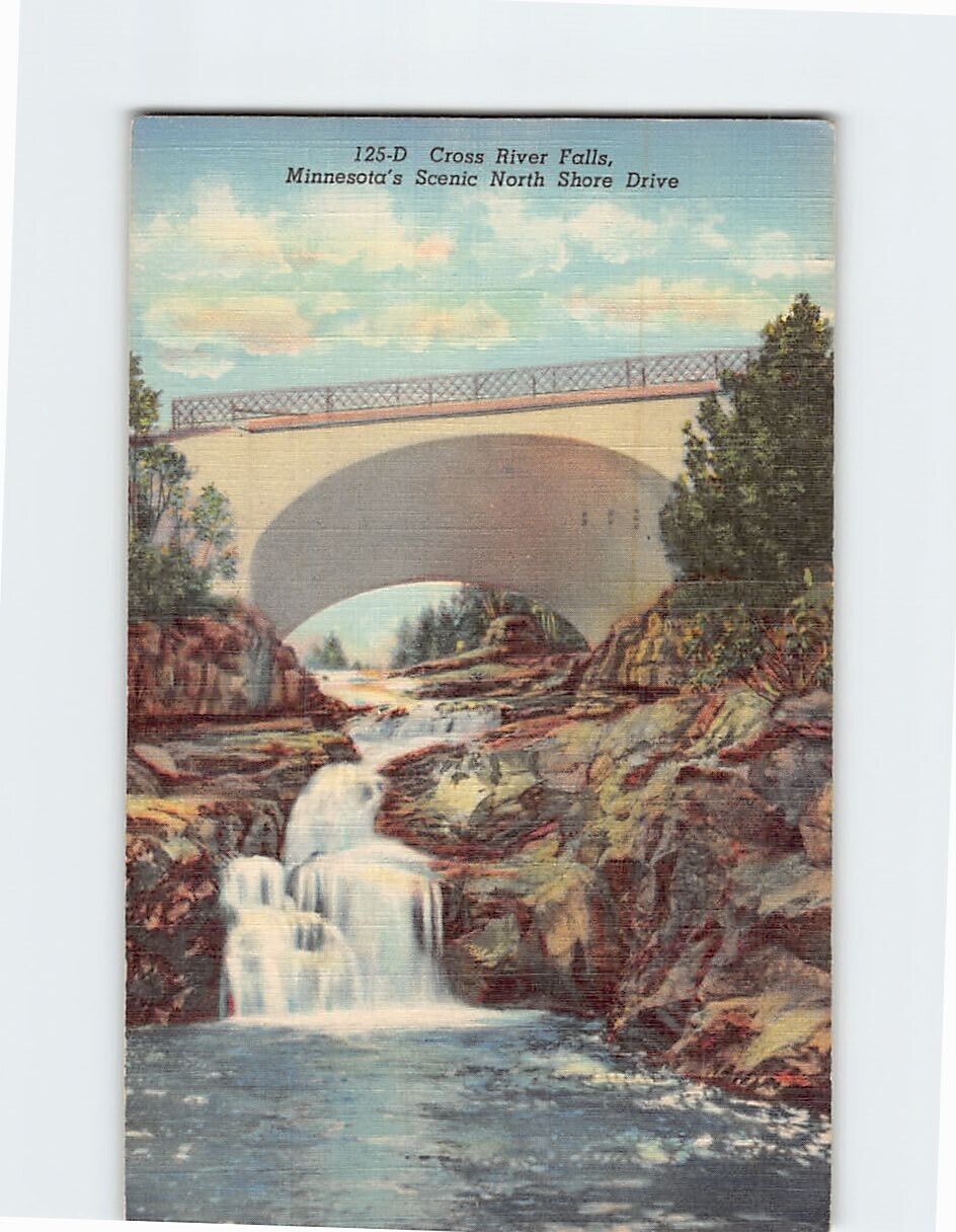 Postcard Cross River Falls Minnesotas Scenic North Shore Drive Schroeder MN USA