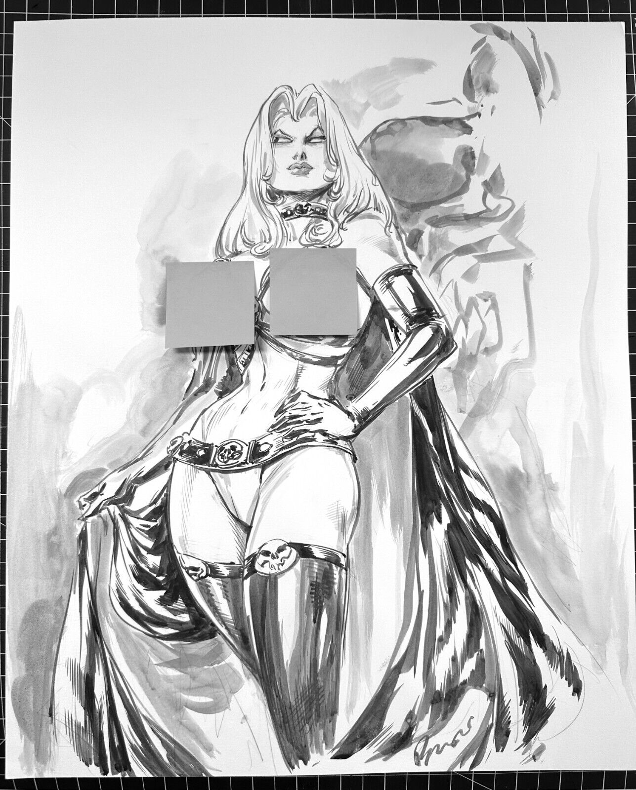 Signed Original Buzz Naughty Lady Death Marker Pinup 14X17