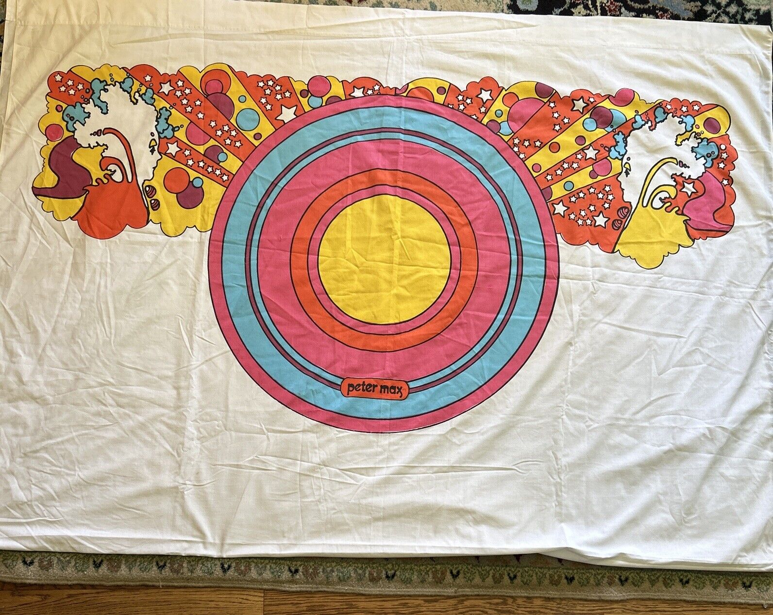 Vintage 1960-70’s PETER MAX Full Bed Sheet ‘Dream Weaver’ Mod Psychedelic Peace