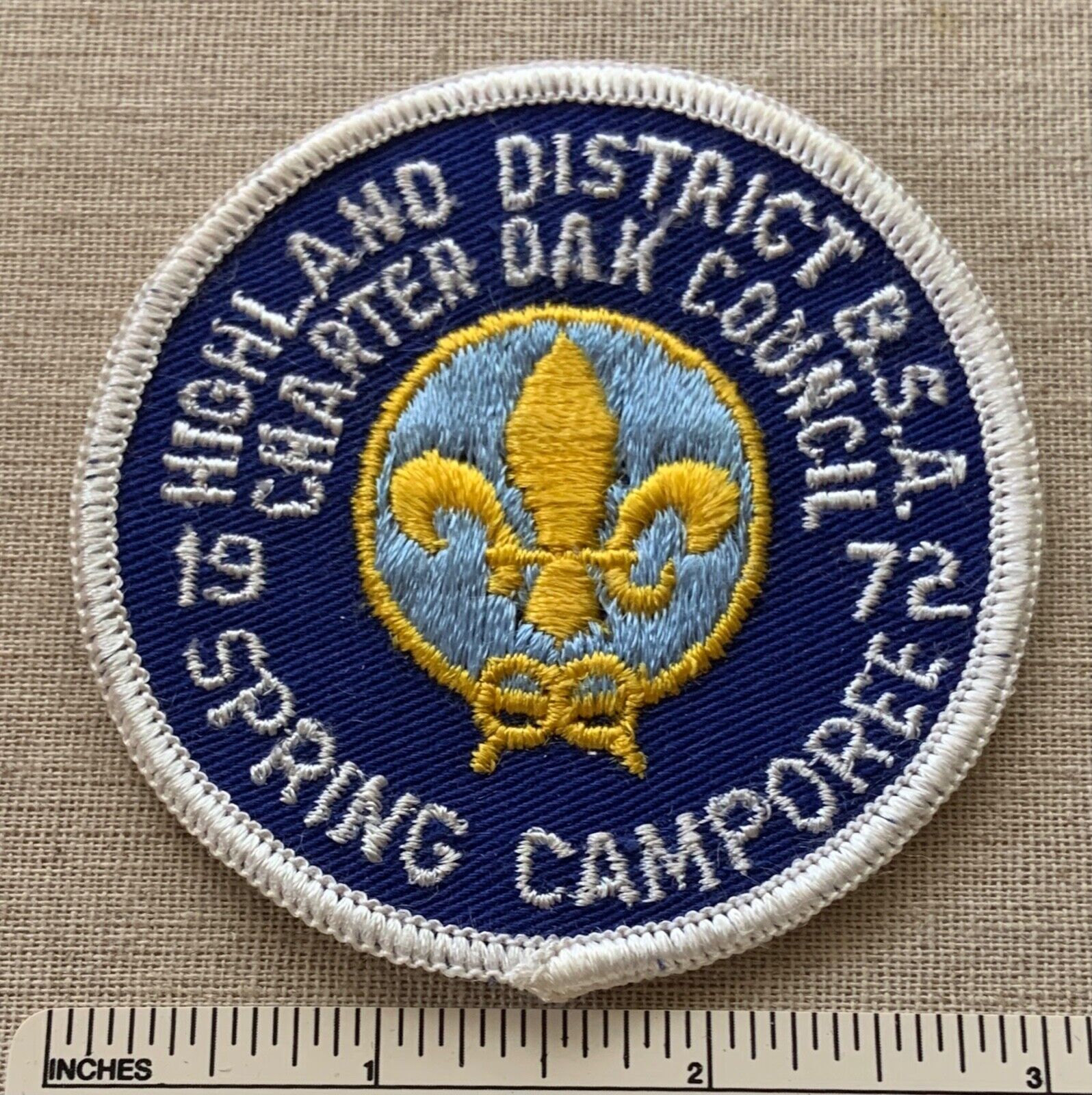 Vintage 1972 CHARTER OAK COUNCIL Highland District Boy Scout Camporee PATCH Camp