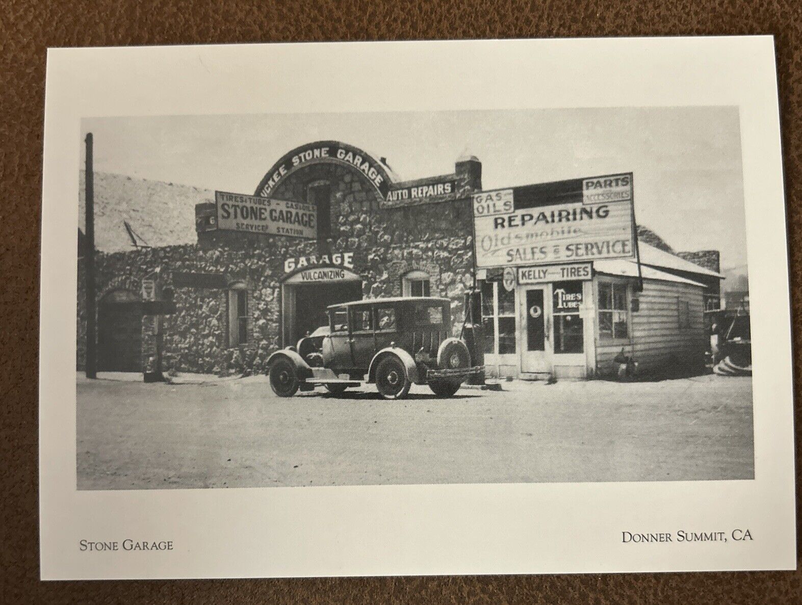 Donner Summit CA  Stone Garage Historic Postcard Reprint