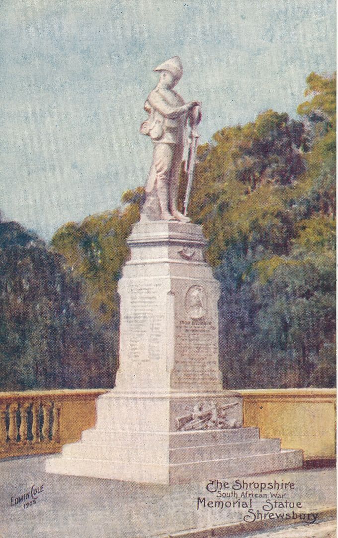 SHREWSBURY - The Shropshire South African War Memorial Statue Postcard - England