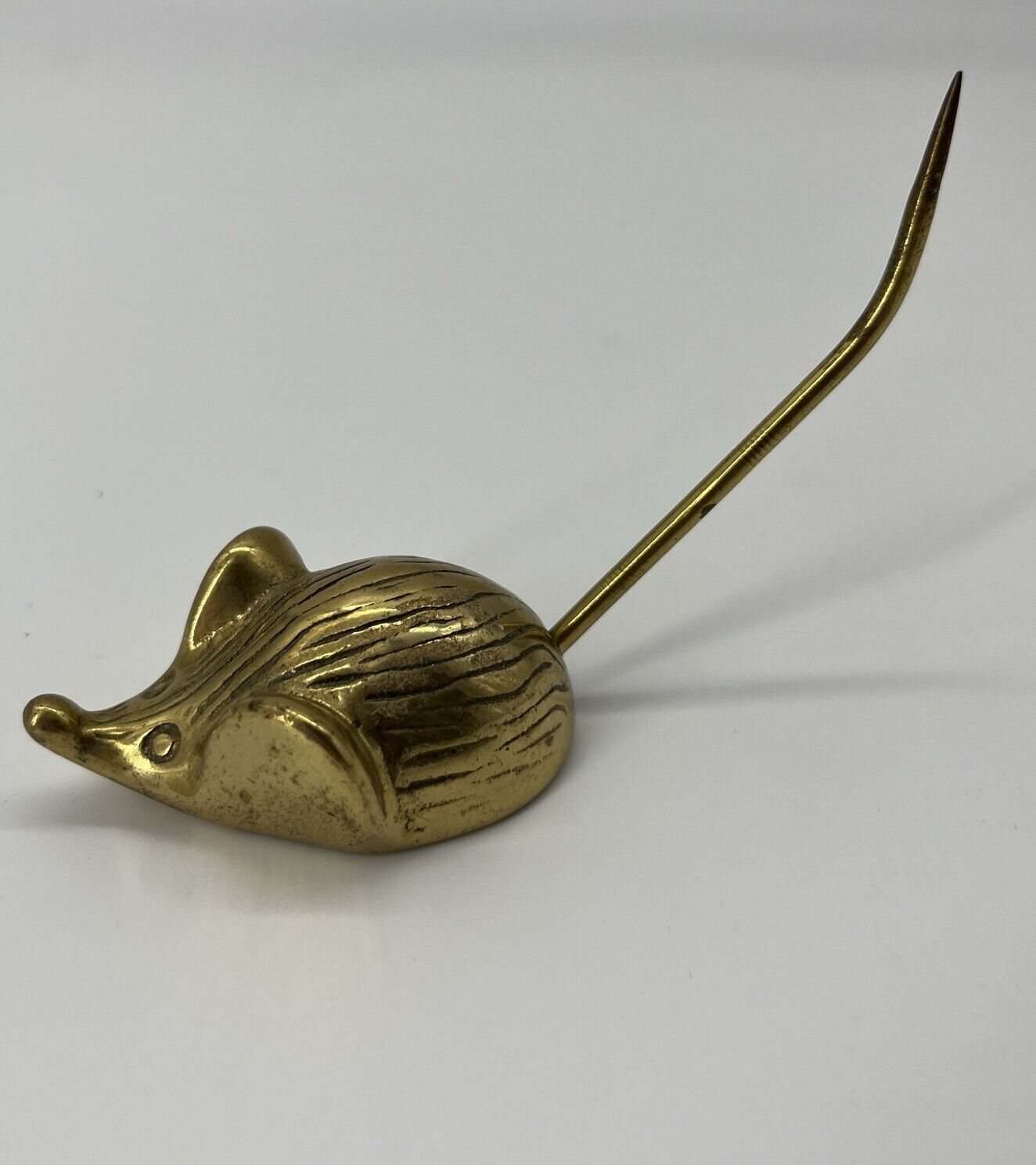 Vintage Brass Mouse with Long Spiked Tail Perfect for Memos and Receipts Holding