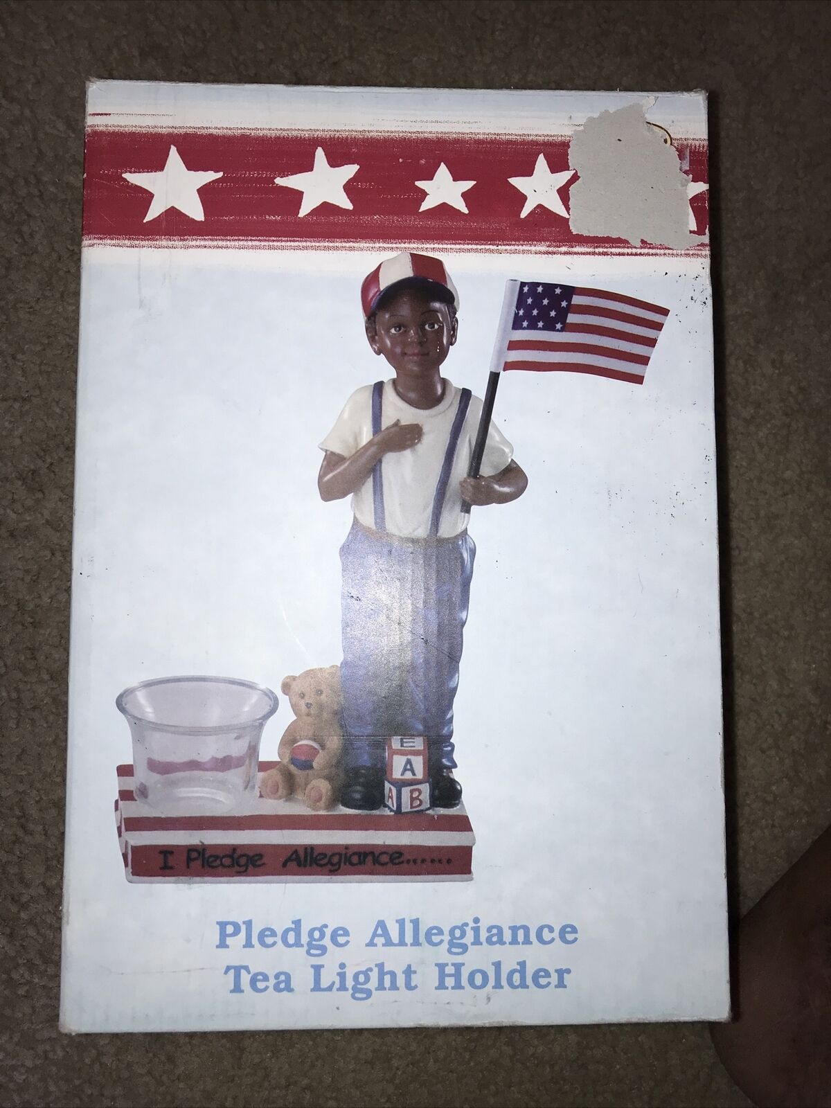 Vtg Americana Flying Colors Pledge Allegiance Tea Light Holder African American
