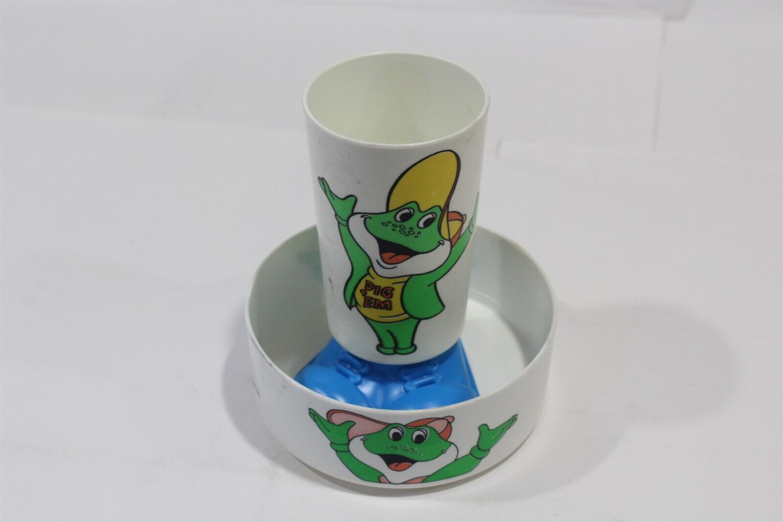 Kellogg\'s Dig \'em Frog Cup & Cereal Bowl Breakfast Set 1981