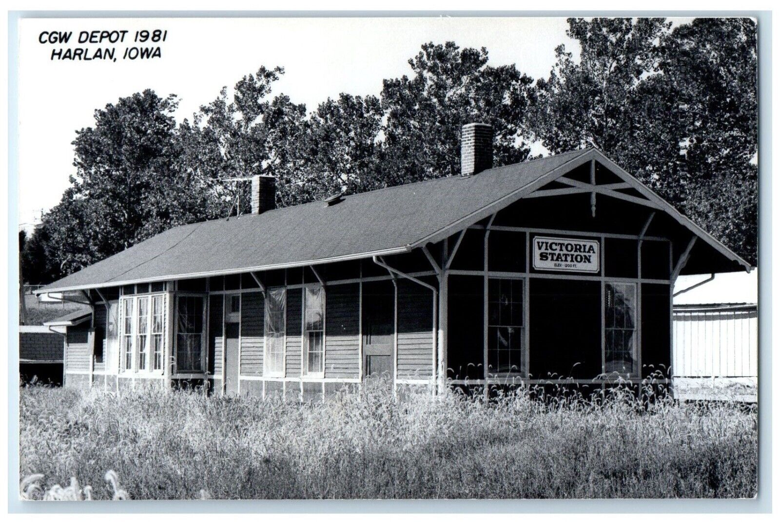 c1981 CGW Depot Harlan Iowa IA Railroad Train Depot Station RPPC Photo Postcard