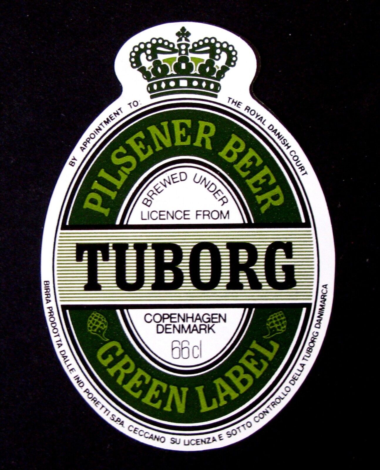 Tuborg Breweries PILSENER BER - GREEN LABEL label DENMARK 66cl Var. #7